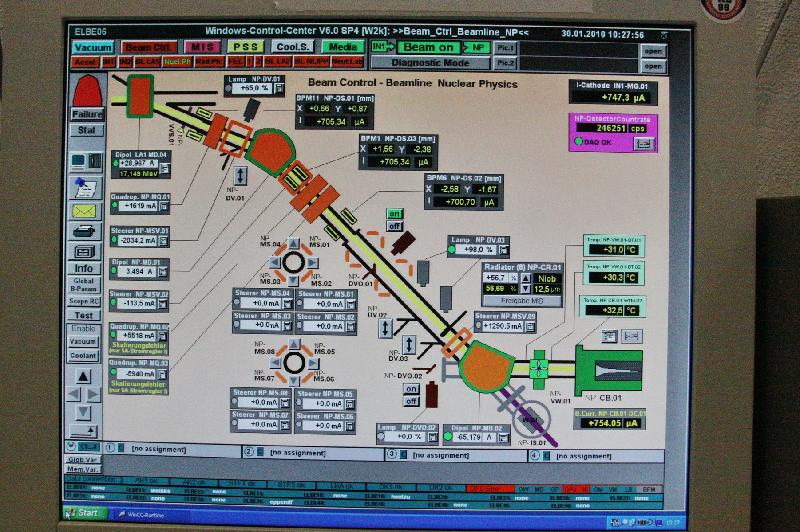 2010-01-29_19 Control panel of Cave 109 of the ELBE WinCC-System. The beam current of the 20 MEV electron beam is 747 µA.