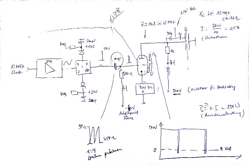 2010-06-03_15 Sketch of possible chopper power amplifier using a radar tube (idea of Hardy)